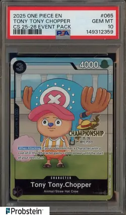 2025 One Piece EN CS 25-26 Event Pack #065 Tony Tony Chopper PSA 10 GEM MINT - Image 1