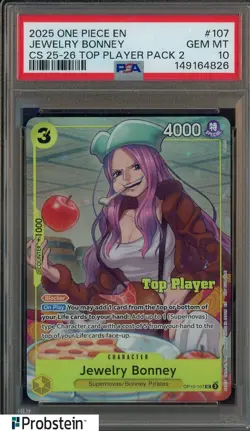 2025 One Piece En Championship 25-26 TP 2 Finalist 107 Jewelry Bonney PSA 10 - Image 1