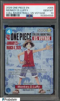 2026 One Piece EN College Basketball US Voyage #055 Monkey D Luffy PSA 10 - Image 1