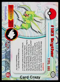 Scyther #123 - Topps Chrome Series 2 Pokemon Card Played - Image 2