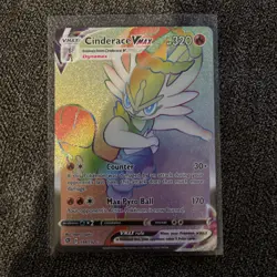 Pokemon TCG Cinderace VMAX Rebel Clash Holo Card 194/192 Secret Rare - Image 1