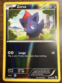 POKEMON CARD POKEMON CARD 2011 BLACK & WHITE ZORUA 70/114 RH REVERSE HOLO - Image 1