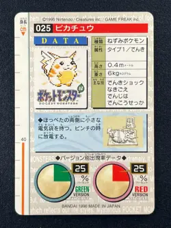 [NM] Pikachu Green Monsters Collection Carddass 025 Japanese Card #V82 - Image 3
