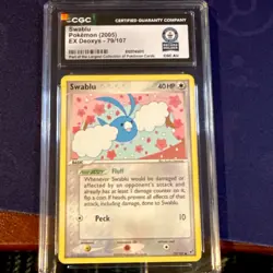 Pokemon CGC Graded Swablu EX Deoxys 79/107 Vintage Card 2005 - Image 1