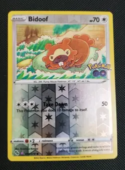 Pokemon Go Bidoof Reverse Holo Card Peelable Ditto, 059/078, TCG - Image 1