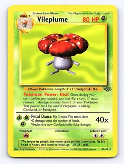 Pokemon Card Vileplume 31/64 Rare Jungle Pokemon English LP 1999 - Image 1
