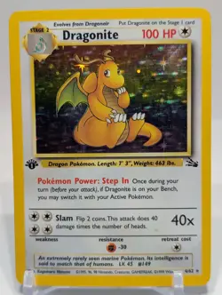 Dragonite 4/62 1st Edition Fossil Holo Pokemon Card - Image 1
