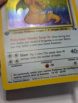 Dragonite 4/62 1st Edition Fossil Holo Pokemon Card - Image 4