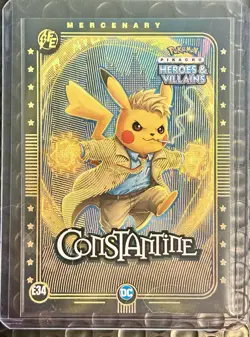 Pikachu Heroes Villains Constantine E34 Gold Etched Holo Pokemon Cosplay Card - Image 1