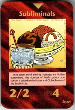 Subliminals Card Limited INWO Illuminati New New World Order Game - Image 1