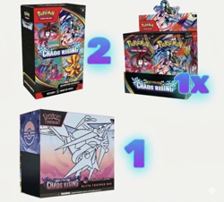 Pokemon Center Chaos Rising 1 (ETB) 1 Booster Box and 2 Booster Bundles PRESALE - Image 1