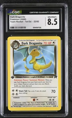 CGC 8.5 Dark Dragonite 22/82 Rare 1st Edition Team Rocket Pokemon Card - Image 1
