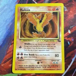 Pokemon TCG Moltres Fossil Card 27/62 Unlimited Rare LP Condition WOTC Vintage - Image 1