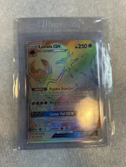 Pokemon Lunala GX Secret Rare Full Art Holo SM Base Set 250 HP 153/149 - Image 1