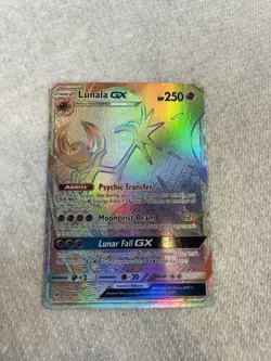 Pokemon Lunala GX Secret Rare Full Art Holo SM Base Set 250 HP 153/149 - Image 4