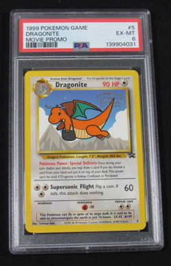 1999 Pokemon Game DRAGONITE 5 MOVIE BLACK STAR PROMO PSA 6 EX-MT - Image 1