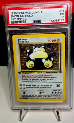 Pokemon TCG 1999 Snorlax 11/64 Jungle Holo 1st Edition PSA 5 - Image 1