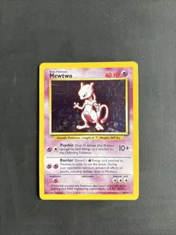 Pokemon TCG Mewtwo Base Set 10/102 Unlimited Holo Holo Rare 1999 WOTC VINTAGE - Image 1