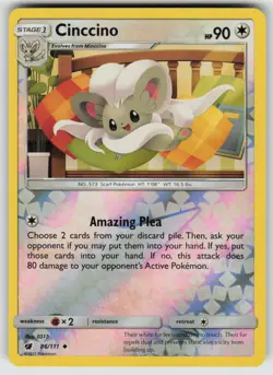 Cinccino 86/111 Uncommon Crimson Invasion Pokemon Reverse Holo Near Mint - Image 1