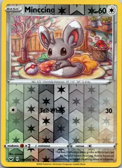 Minccino 146/202 Common Sword & Shield Pokemon Reverse Holo Near Mint - Image 1