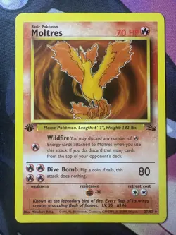 Wizards of the Coast Moltres Non Holo 27/62 1st Edition Rare Fossil 1999 Pokemon - Image 1