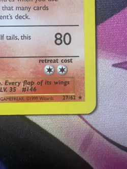 Wizards of the Coast Moltres Non Holo 27/62 1st Edition Rare Fossil 1999 Pokemon - Image 2