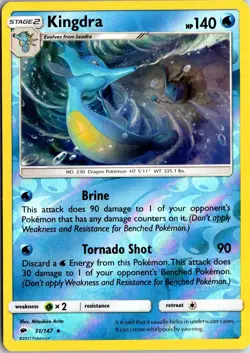 Kingdra 31/147 Holo R Burning Shadows Pokemon Reverse Holo NM/M - Image 1