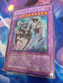 Yugioh - Elemental Hero Chaos Neos - GLAS-EN036 Secret Rare Unlimited Heavy Play - Image 1