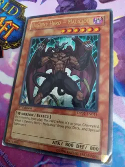 Yugioh - Destiny Hero Malicious - DP05-EN011 - Ultra Rare - 1st Ed - Heavy Play - Image 1