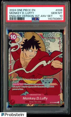 2024 One Piece English Version 1st Anniversary Set #006 Monkey D. Luffy PSA 10 - Image 1