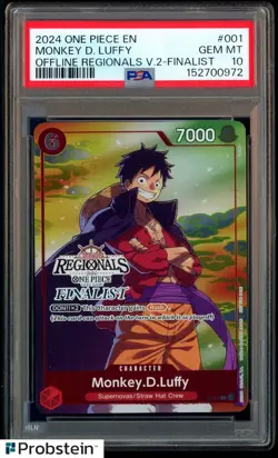 2024 One Piece Offline Regionals V2 Finalist Monkey D Luffy #P-001 PSA 10 - Image 1