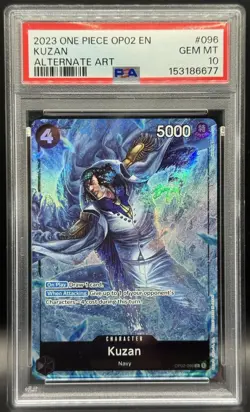 One Piece TCG PSA 10 Kuzan OP02 SR Alt Art Paramount War English #096 - Image 1