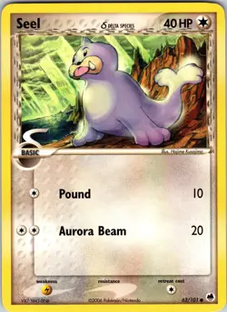 Seel (Delta Species) 62/101 Dragon Frontiers Pokemon TCG LP Normal - Image 1