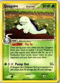 Pokemon Card - Quagsire 21/101 Dragon Frontiers Rare Lightly Played - Image 1