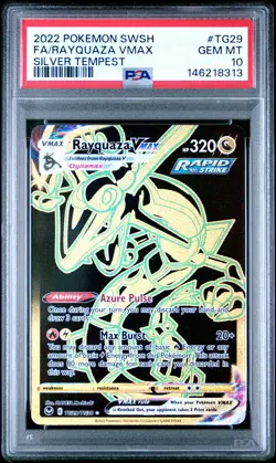 2022 POKEMON SWORD & SHIELD SILVER TEMPEST #TG29 FULL ART/RAYQUAZA VMAX PSA 10 - Image 1
