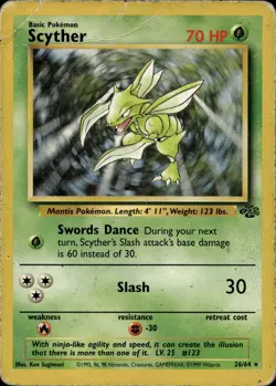 SCYTHER 26/64 RARE JUNGLE POKEMON UNLIMITED HP - Image 2