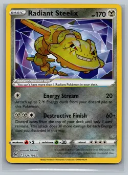 Radiant Steelix SWSH11: Lost Origin #124/196 Radiant Rare,Holo Pokemon Card - Image 1