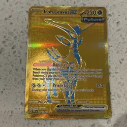 Pokemon TCG Iron Leaves EX Prismatic Evolutions Holo Card 176/131 Gold - Image 1