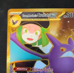 Pokemon Team Rocket's Crobat EX 242/182 DR1N Full Art Rare Holo English - Image 4