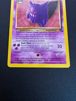 Gengar 20/62 Pokemon Card Fossil Unlimited Rare - Image 5