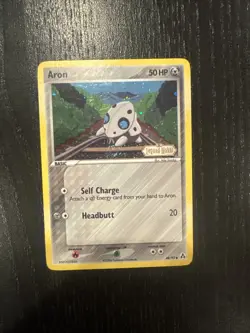 Pokemon TCG 2006 Ex Legend Maker Aron 48/92 Stamped Reverse Holo Foil Damaged - Image 1