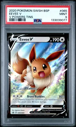 2020 POKEMON SWSH BLACK STAR PROMO V POWERS TINS #065 EEVEE V PSA 9 - Image 1