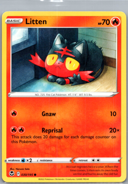 Litten Common SWSH12: Silver Tempest 030/195 NM - Pokemon TCG - Free Ship! - Image 1