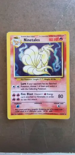 1995-1998 Pokemon TCG Ninetales Base Set Holo Unlimited Rare 12/102 Good* - Image 1