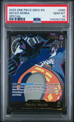 2025 ONE PIECE EB02-EXTRA BOOSTER -ANIME 25TH COLL- SPECIAL GECKO MORIA PSA 10 - Image 1