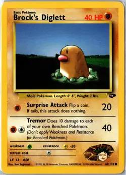 Pokemon Card - Brock's Diglett 67/132 Gym Challenge Common Unlimited MP - Image 1