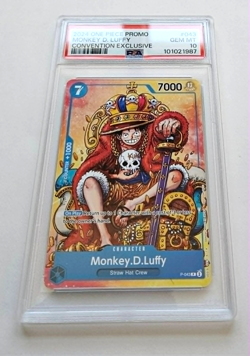 Monkey D. Luffy PSA 10 P-043 Convention Exclusive Promo One Piece Card Game 2024 - Image 1