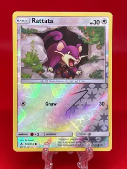 Pokemon TCG Rattata 143/214 Unbroken Bonds Reverse Holo English S&M 2019 NM - Image 1