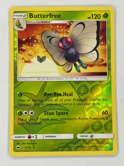 Pokemon TCG Butterfree Burning Shadows 3/147 Reverse Holo Rare English 2017 NM - Image 1