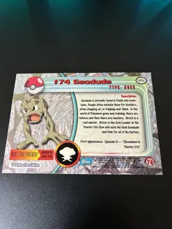1999 Topps Pokemon TV Animation Edition Series 1 #74 Geodude Blue Topps Foil - Image 2